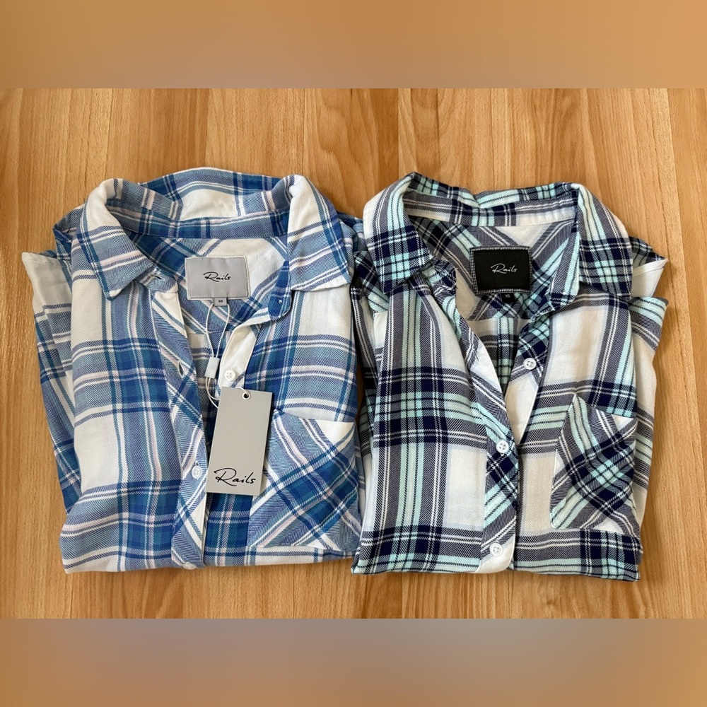 Two Rails Plaid Button Downs, one NWT